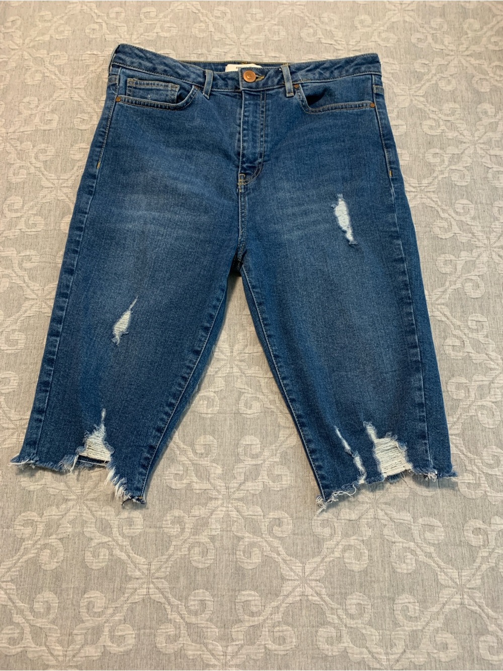 Forever 21 Dark Blue Distressed Jorts (Size 27)